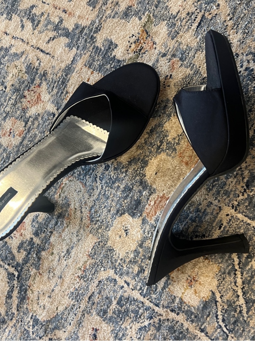Xhilaration Black High Heel Slide Sandals - Women's Elegant Evening Mules - Picture 8 of 12